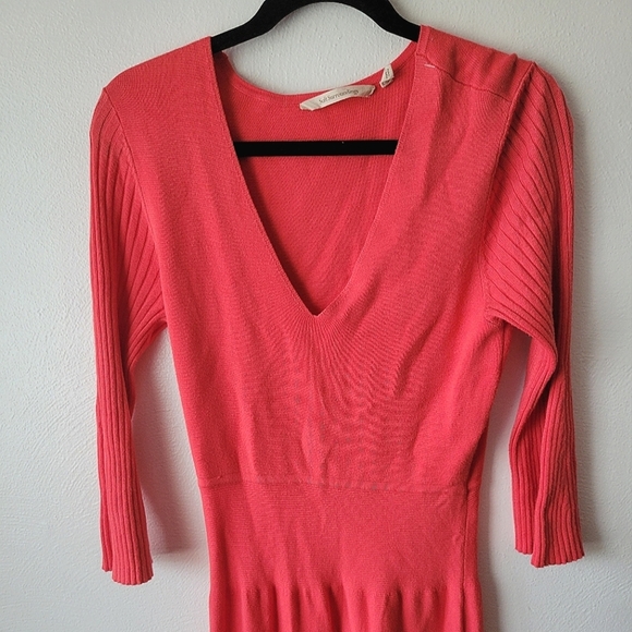 Soft Surroundings Spring Pink 3/4 Sleeve Sweater Midi Dress. Size S. - Picture 4 of 6